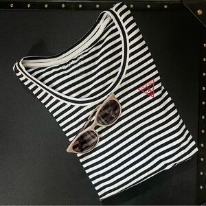 GUESS Monochrome Striped Long Sleeve Top NWOT